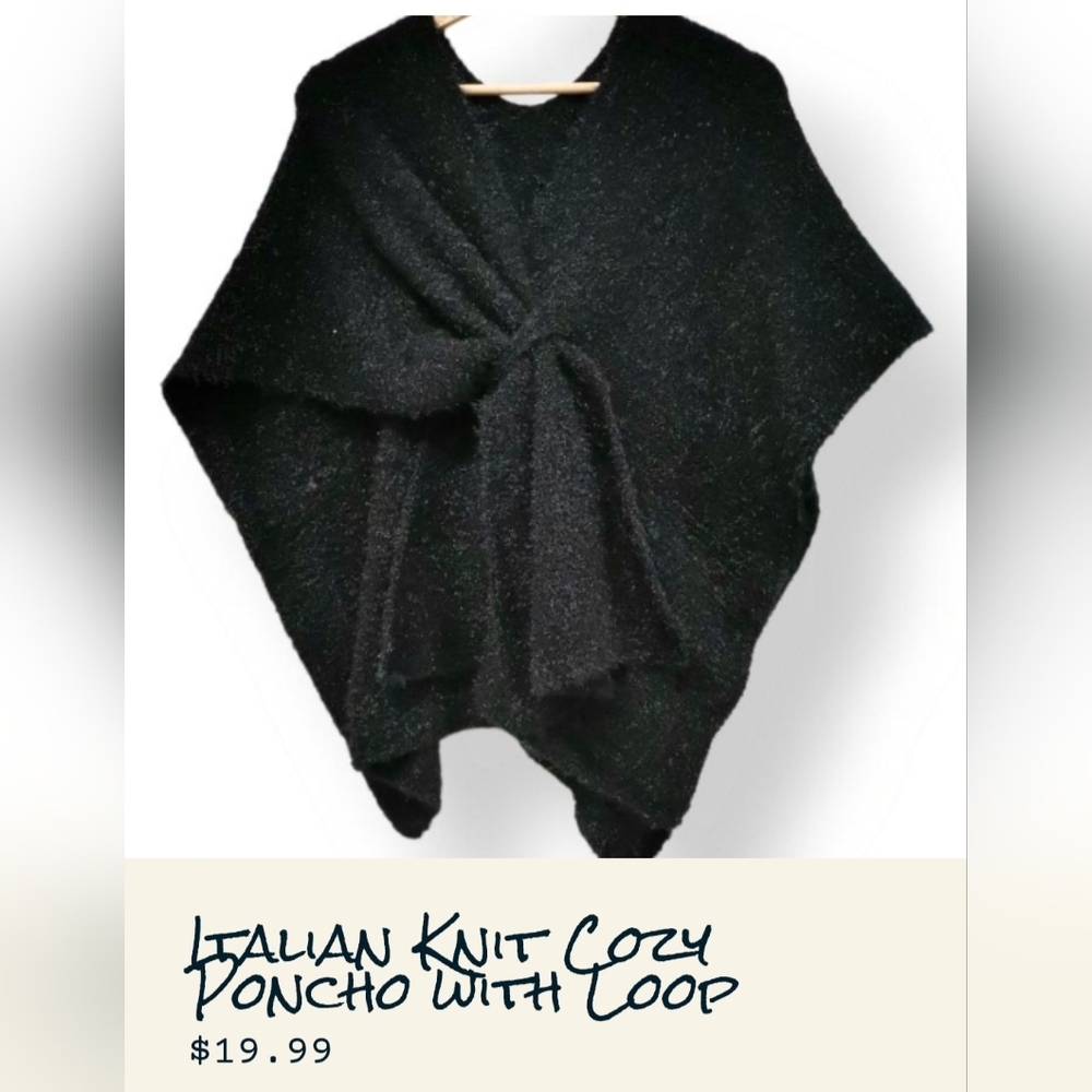 Elegant Black Knit Poncho